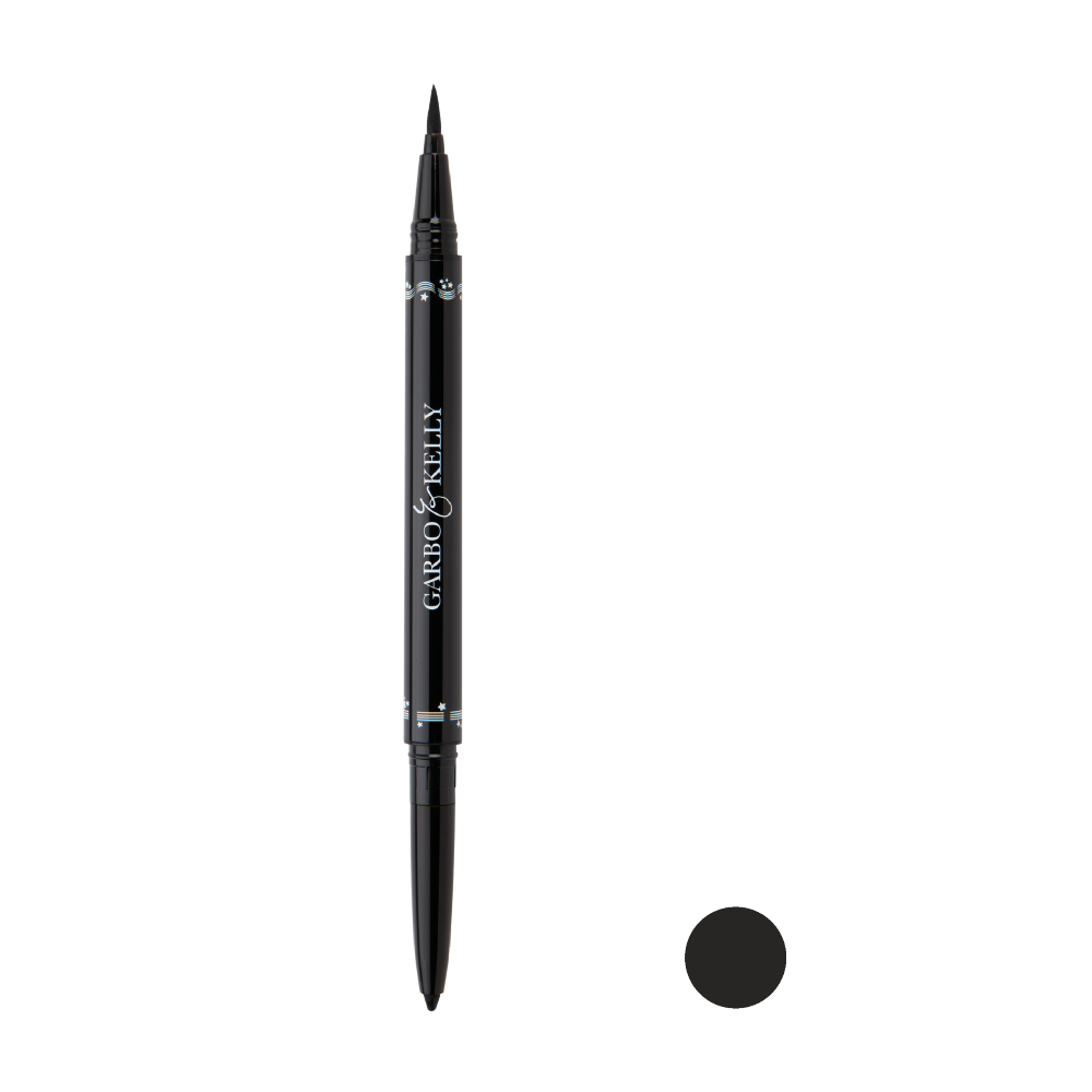 Garbo and Kelly Femme Fatale Dual Eyeliner for eyes, featuring a sleek black and metallic shade for bold eye makeup.