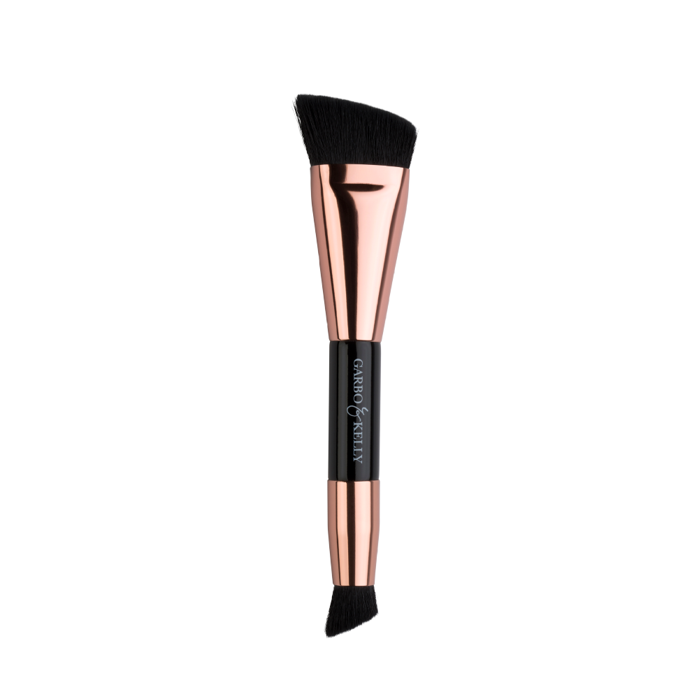 Garbo and Kelly dual-ended contour brush with two different brush heads for precise makeup contouring and blending.