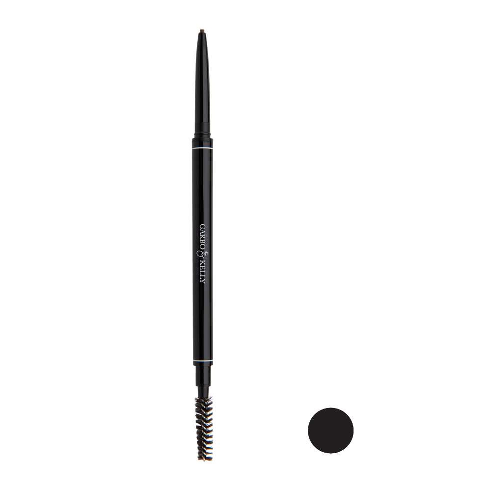 Garbo and Kelly Brow Perfection Pencil with a sleek design, showcasing the brow pencil tip and packaging against a neutral background.