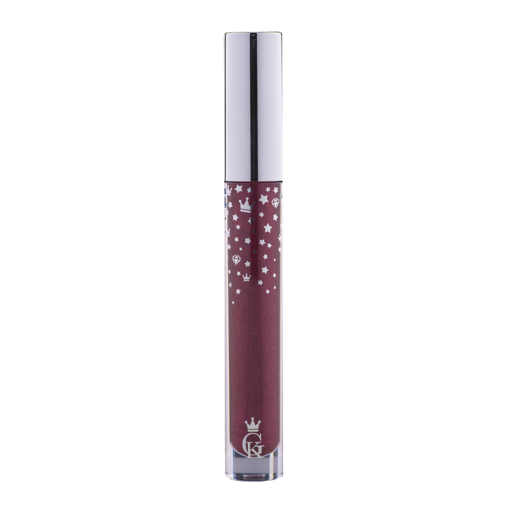 Garbo and Kelly Royalty Gloss liquid lipstick with a shiny, smooth gloss finish in a sleek applicator tube.