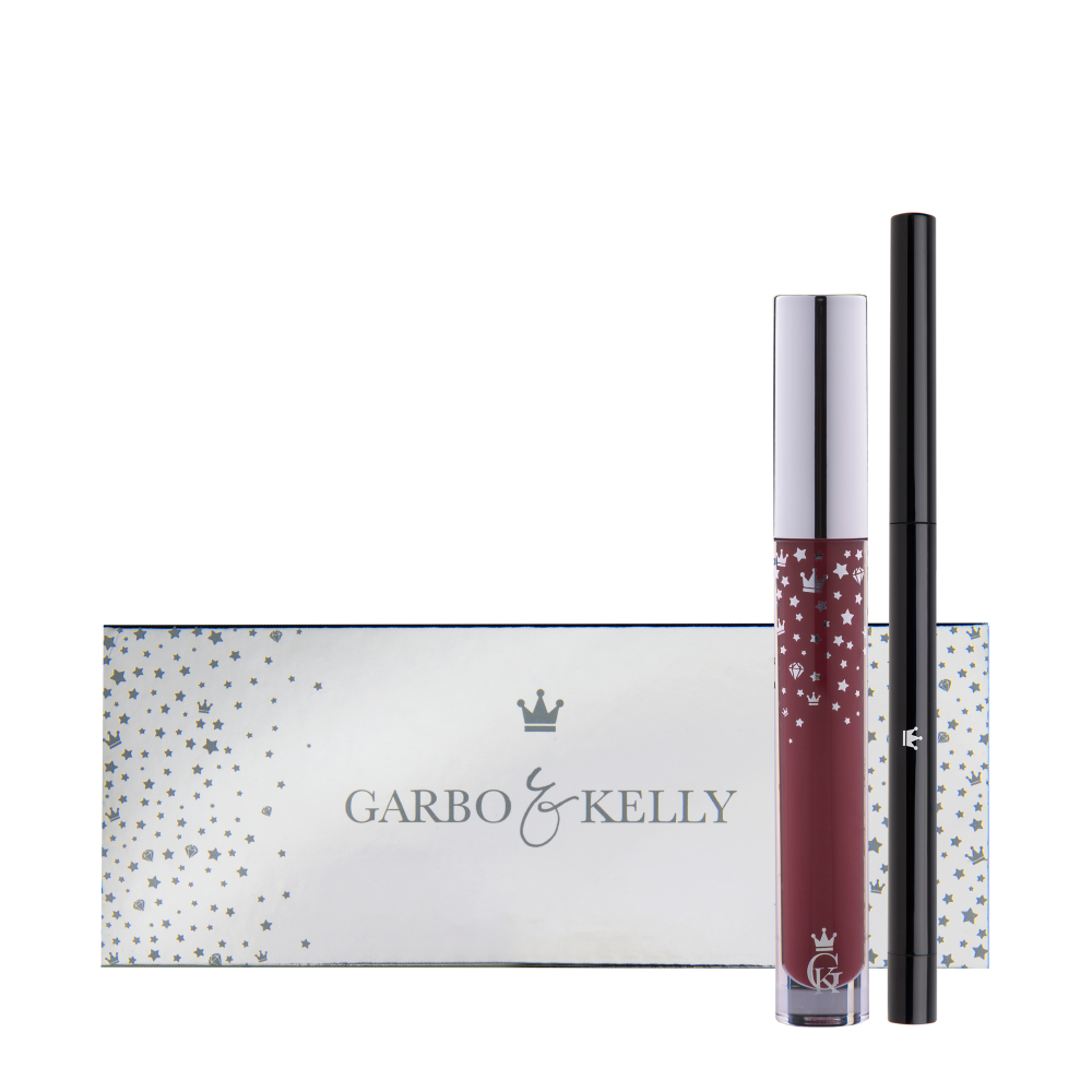 Garbo and Kelly Royalty Gloss Kit Inc Lip Definer set featuring gloss and lip liner in elegant packaging