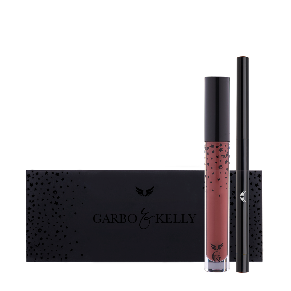 Garbo and Kelly Rock Matte Lip Kit featuring lip definer and matte lipstick in sleek packaging