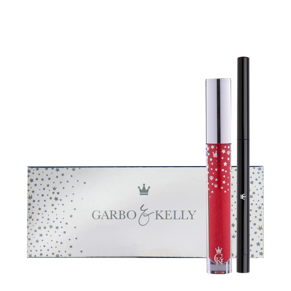 Garbo and Kelly Royalty Gloss Kit Inc Lip Definer in a sleek lip gloss and lip liner set with vibrant shades.