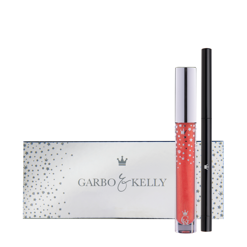 Garbo and Kelly Royalty Gloss Kit Inc Lip Definer in a sleek lip gloss set with matching lip liner and gloss for a polished look