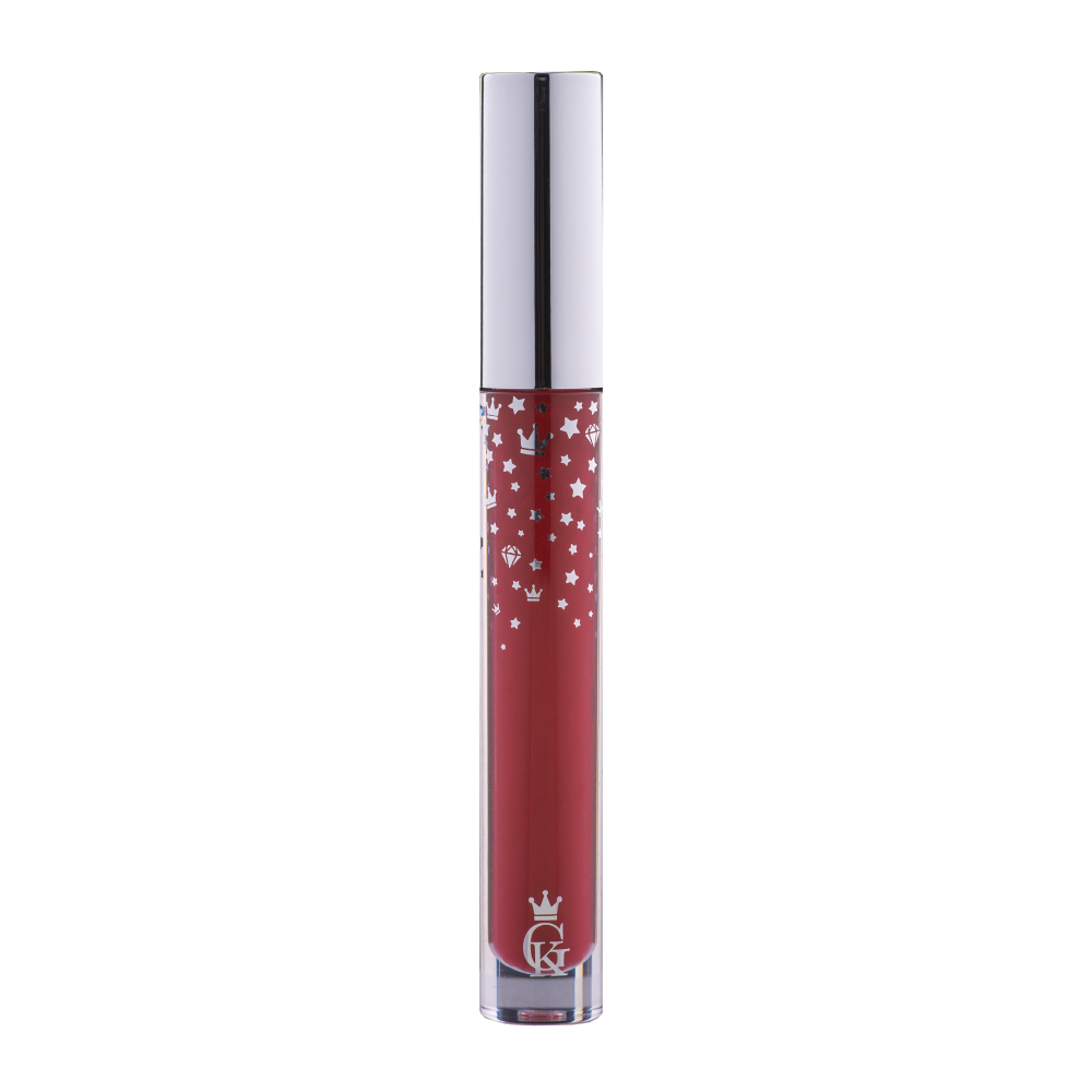 Garbo and Kelly Royalty Gloss Liquid Lipstick with shiny, smooth finish shown in a close-up image.