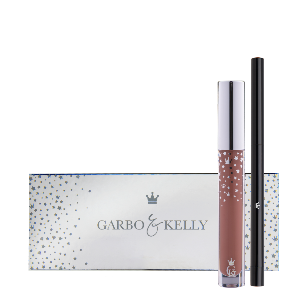 Garbo and Kelly Royalty Gloss Kit Inc Lip Definer, a lip gloss set with matching lip liner in elegant packaging