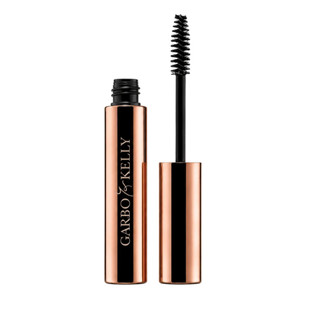 Close-up of Garbo & Kelly Brow Gel tube with the applicator, showcasing the product for brow styling and shaping.