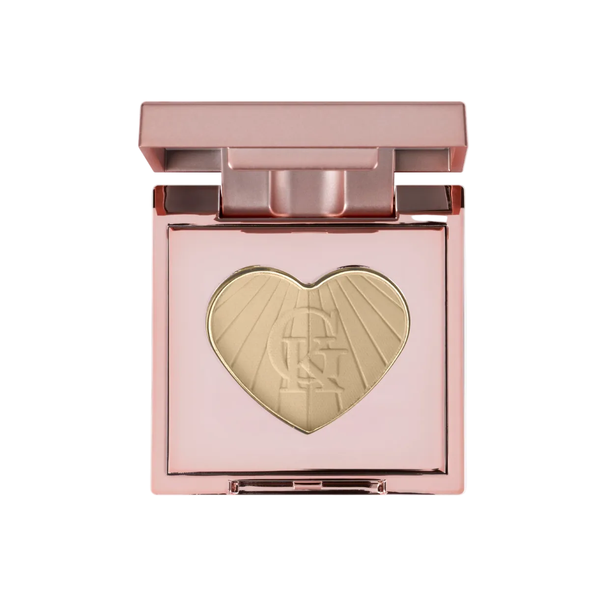 Warm blonde Garbo and Kelly talc-free brow powder in a compact, showing the natural shades and texture of the product.
