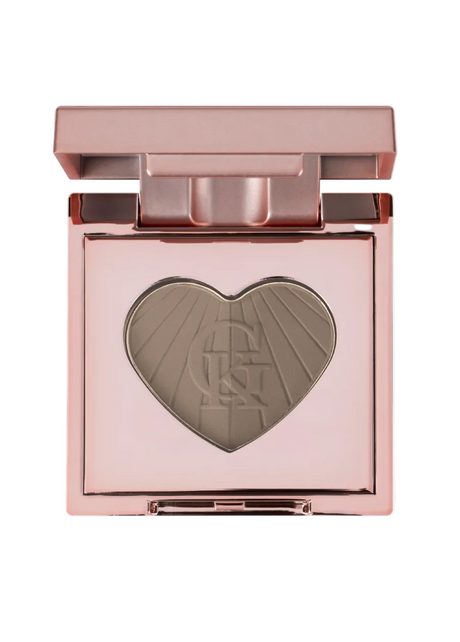 Garbo & Kelly talc-free dual brow powder in a compact, featuring natural finish and rich color for defined, natural-looking brows.