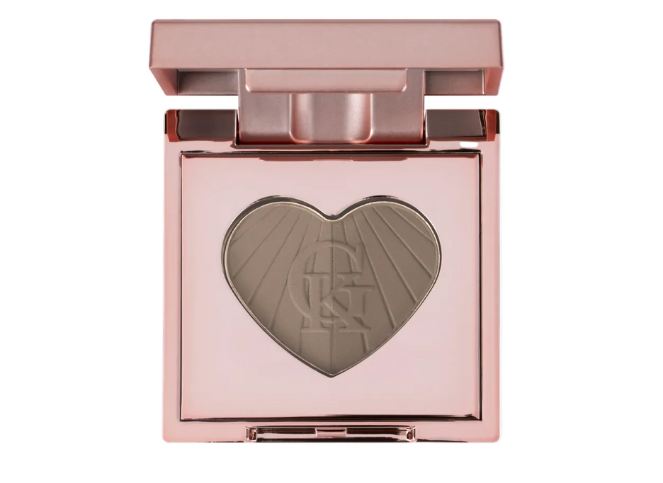 Garbo & Kelly talc-free dual brow powder in a compact, featuring natural finish and rich color for defined, natural-looking brows.