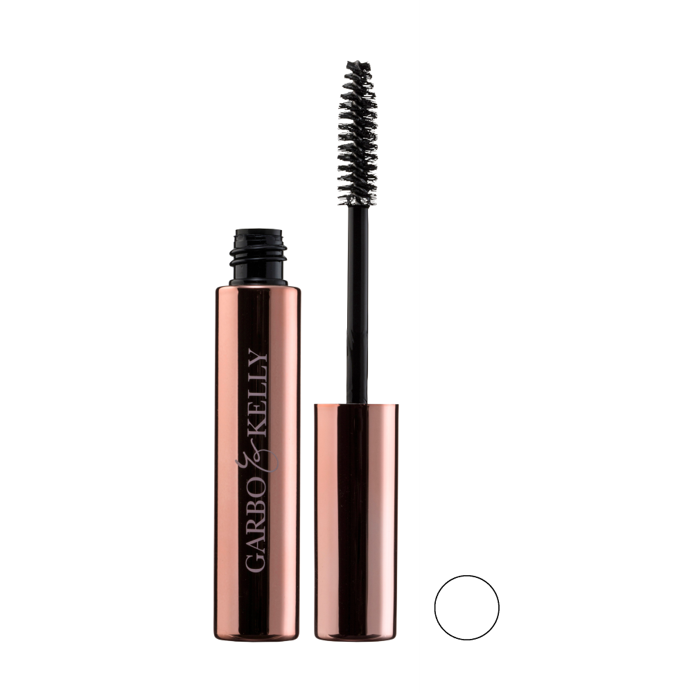Garbo and Kelly brow gel applied to well-groomed eyebrows, showcasing natural finish and hold for a polished look.