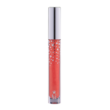 Garbo and Kelly Royalty Gloss liquid lipstick with a shiny, glossy finish in a nude shade, shown in a close-up image.