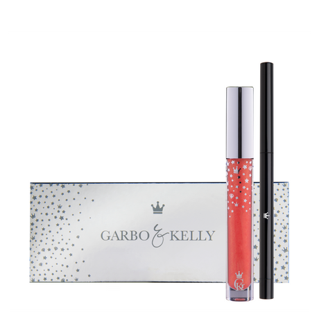 Garbo and Kelly Royalty Gloss Kit Inc Lip Definer set featuring a glossy lip kit with lip liner and gloss in elegant packaging.