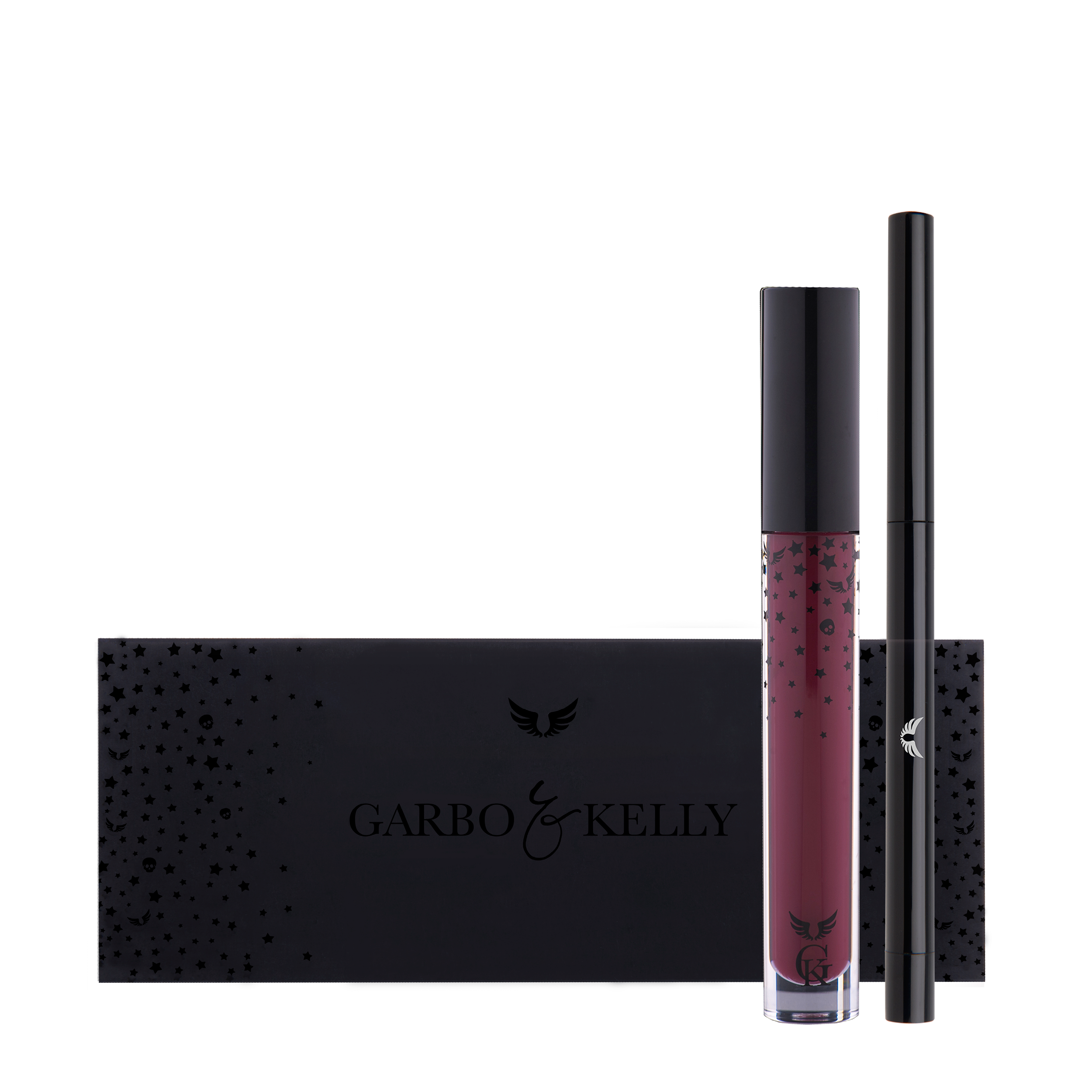 Garbo and Kelly Rock Matte Lip Kit with lip definer and matching matte lipstick in sleek packaging.
