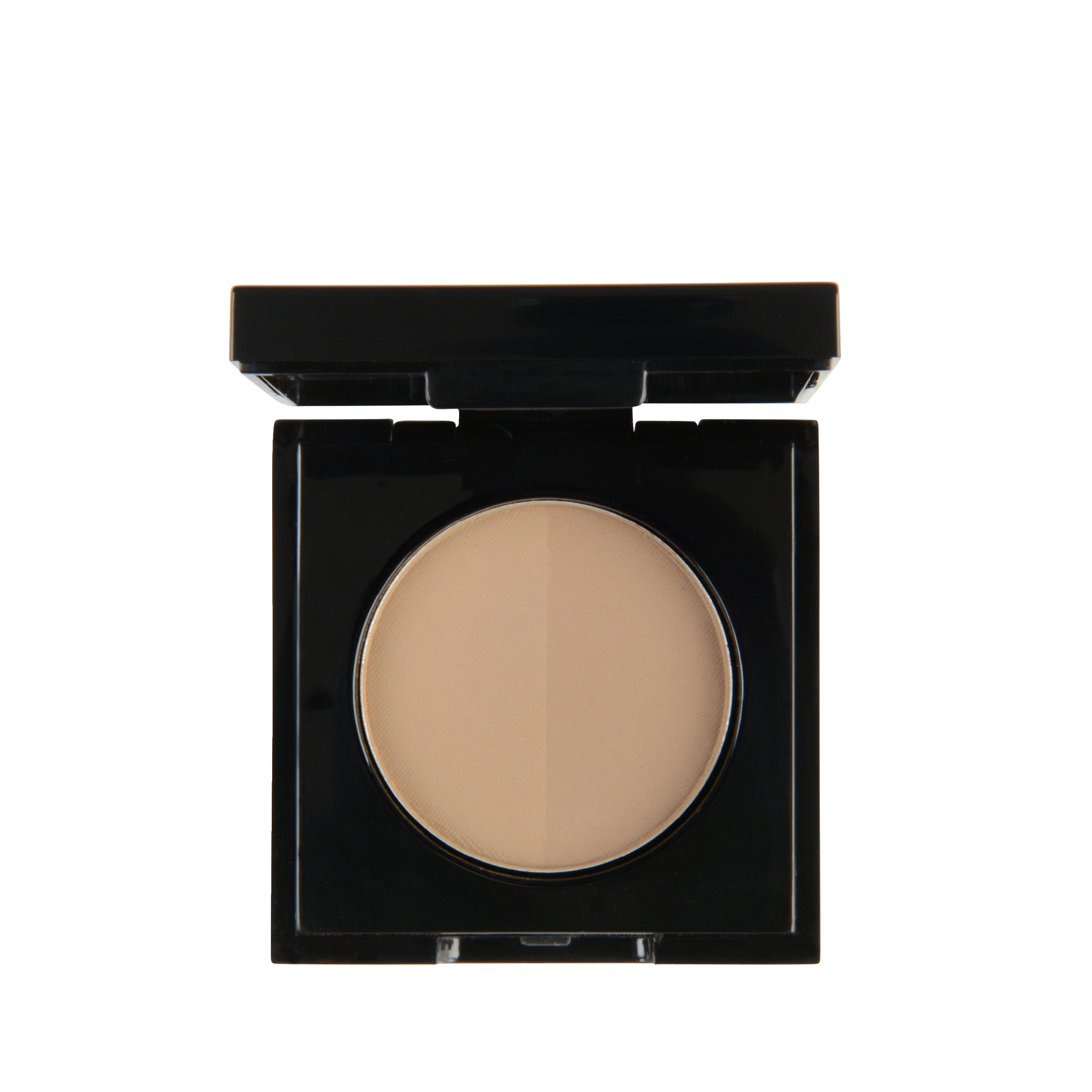 Garbo and Kelly brow powder in a compact, natural shade, showing the finely milled powder and applicator brush.