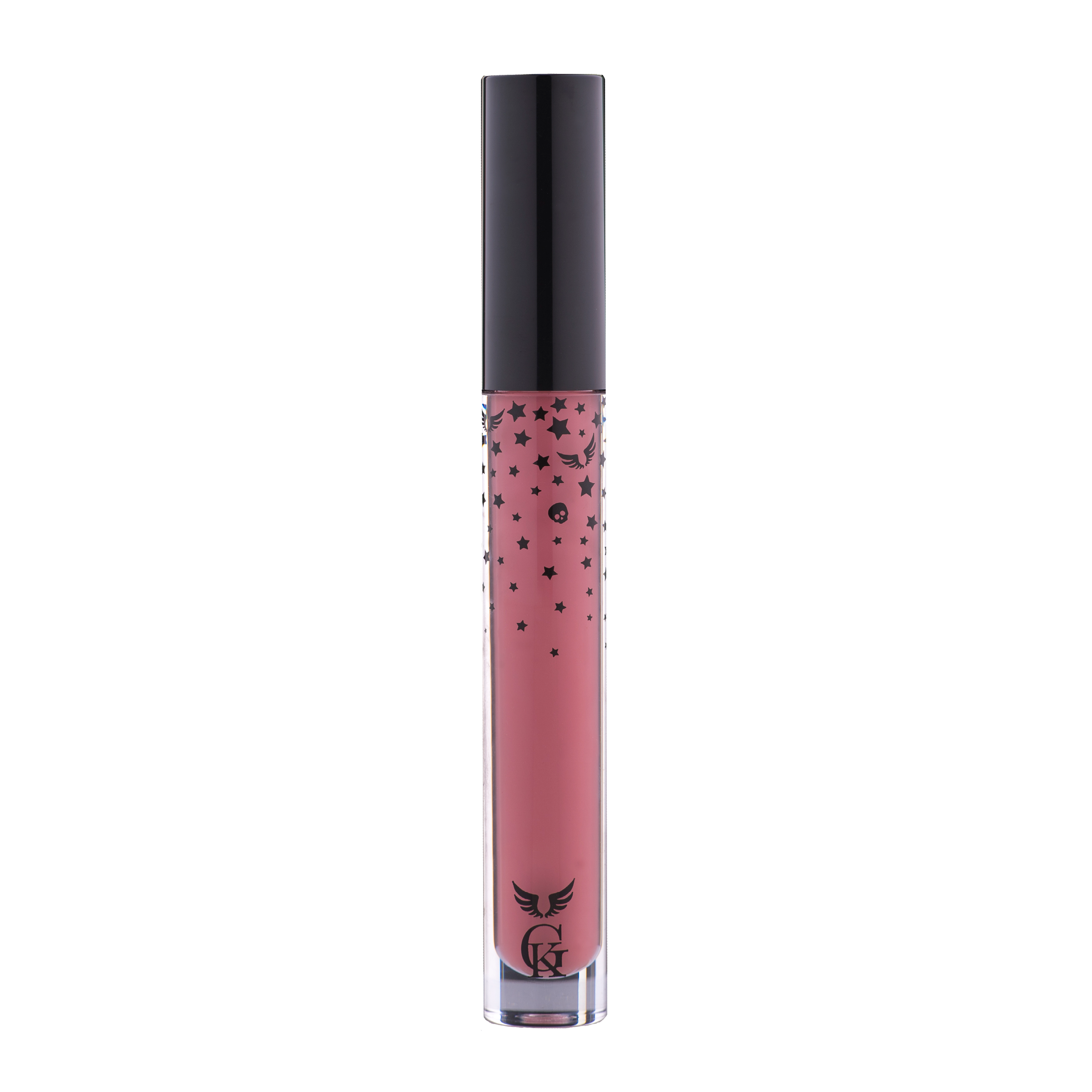 Garbo and Kelly Rock Liquid Matte Lipstick tube showcasing deep red liquid lipstick with matte finish.
