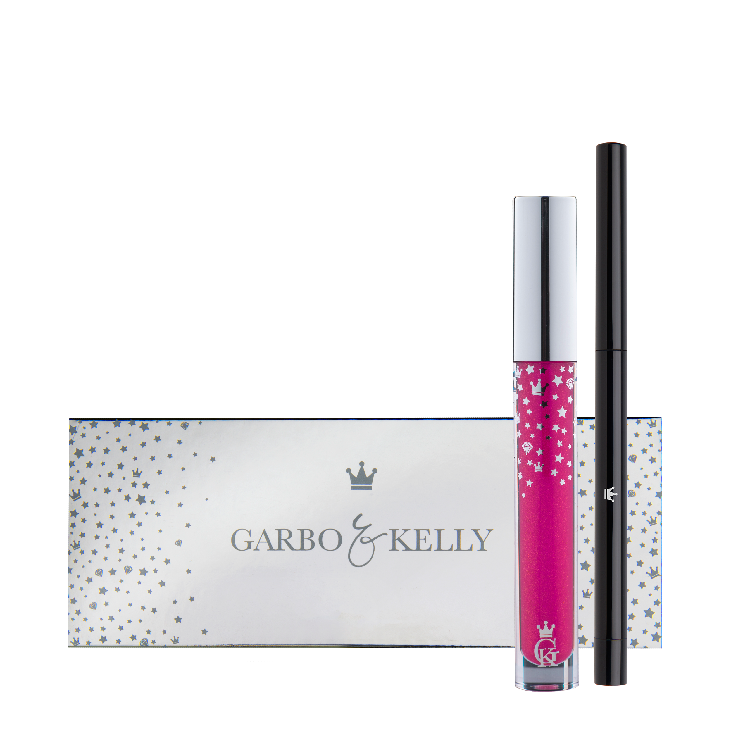 Garbo and Kelly Royalty Gloss Lip Kit with gloss and lip definer for a shiny, defined lip look.