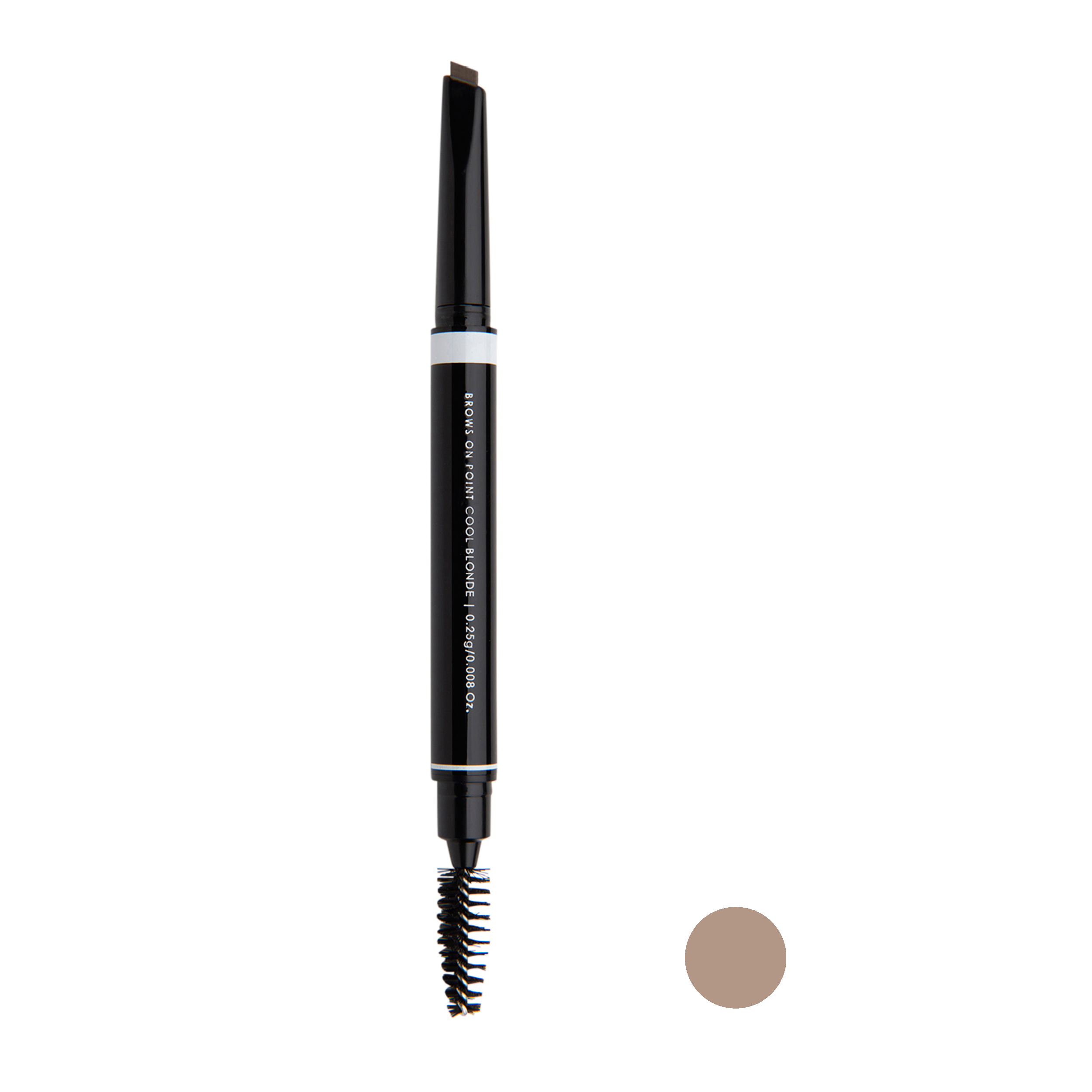 Garbo and Kelly Brows On Point Brow Pencil showing a hand holding the precise, natural-looking brow pencil with a twist-up design.