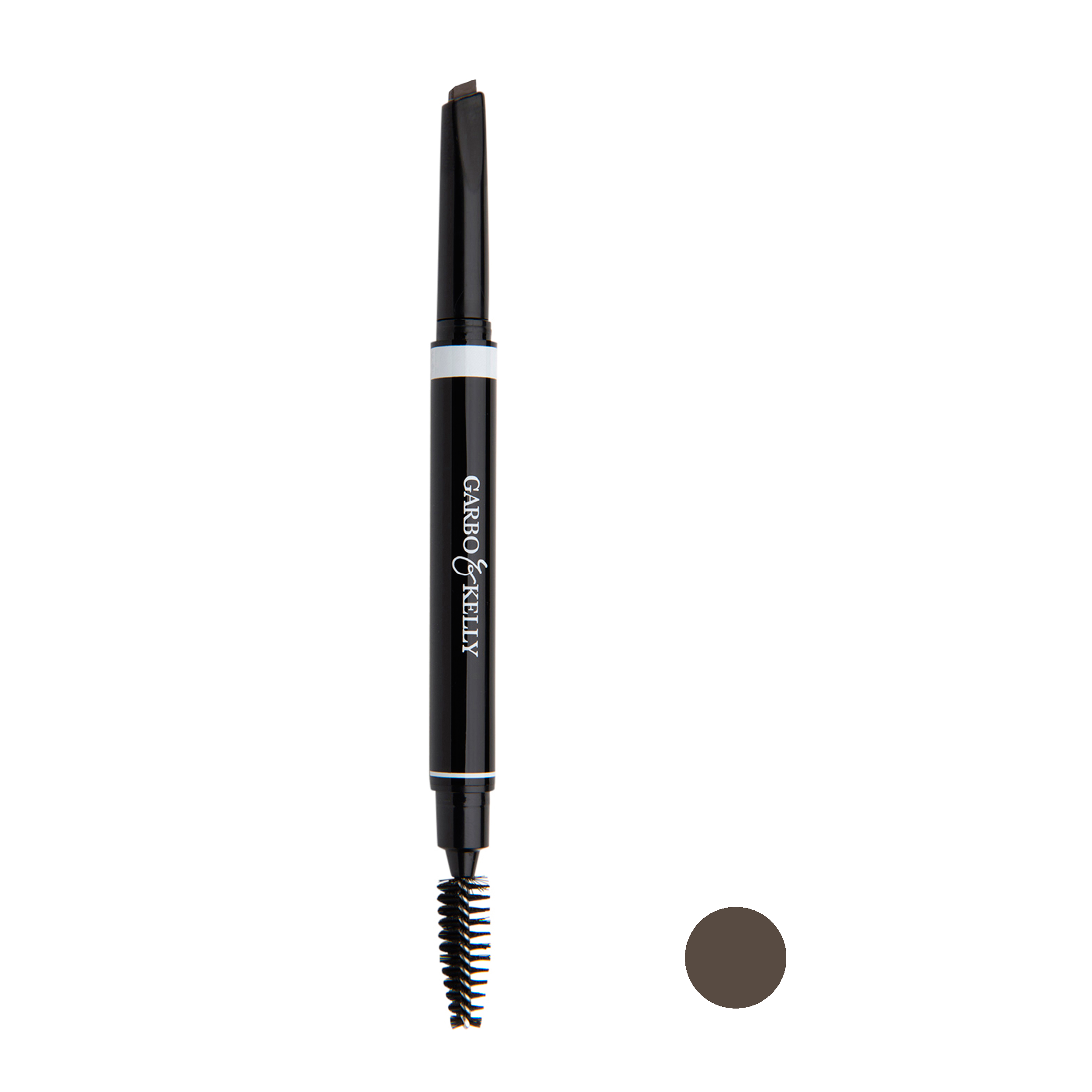 Garbo and Kelly Brows On Point Pencil brow pencil with precise tip and soft texture, displayed on a white background.