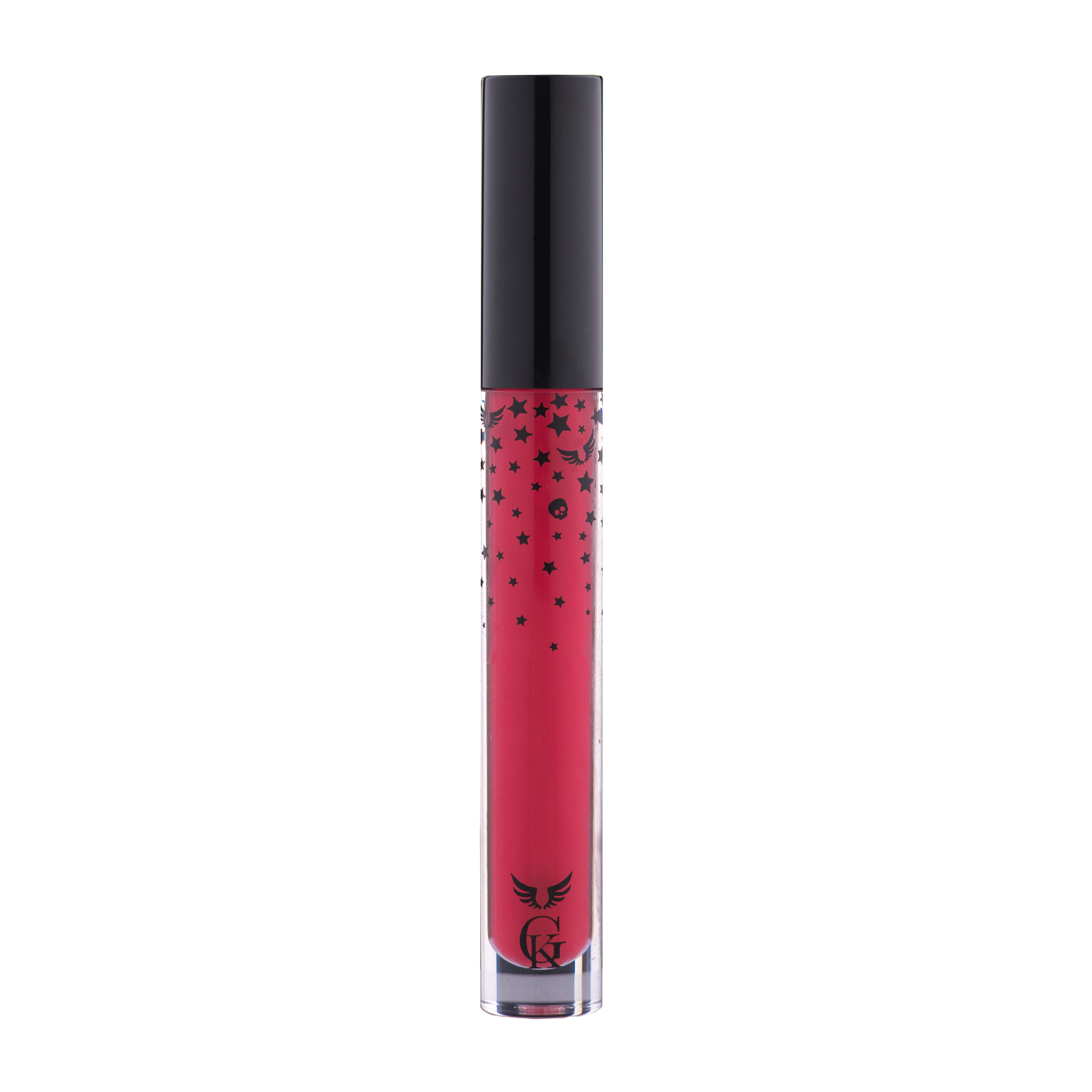 Garbo and Kelly Rock Liquid Matte Lipstick in a sleek tube, showing the vibrant, matte liquid lipstick shade.