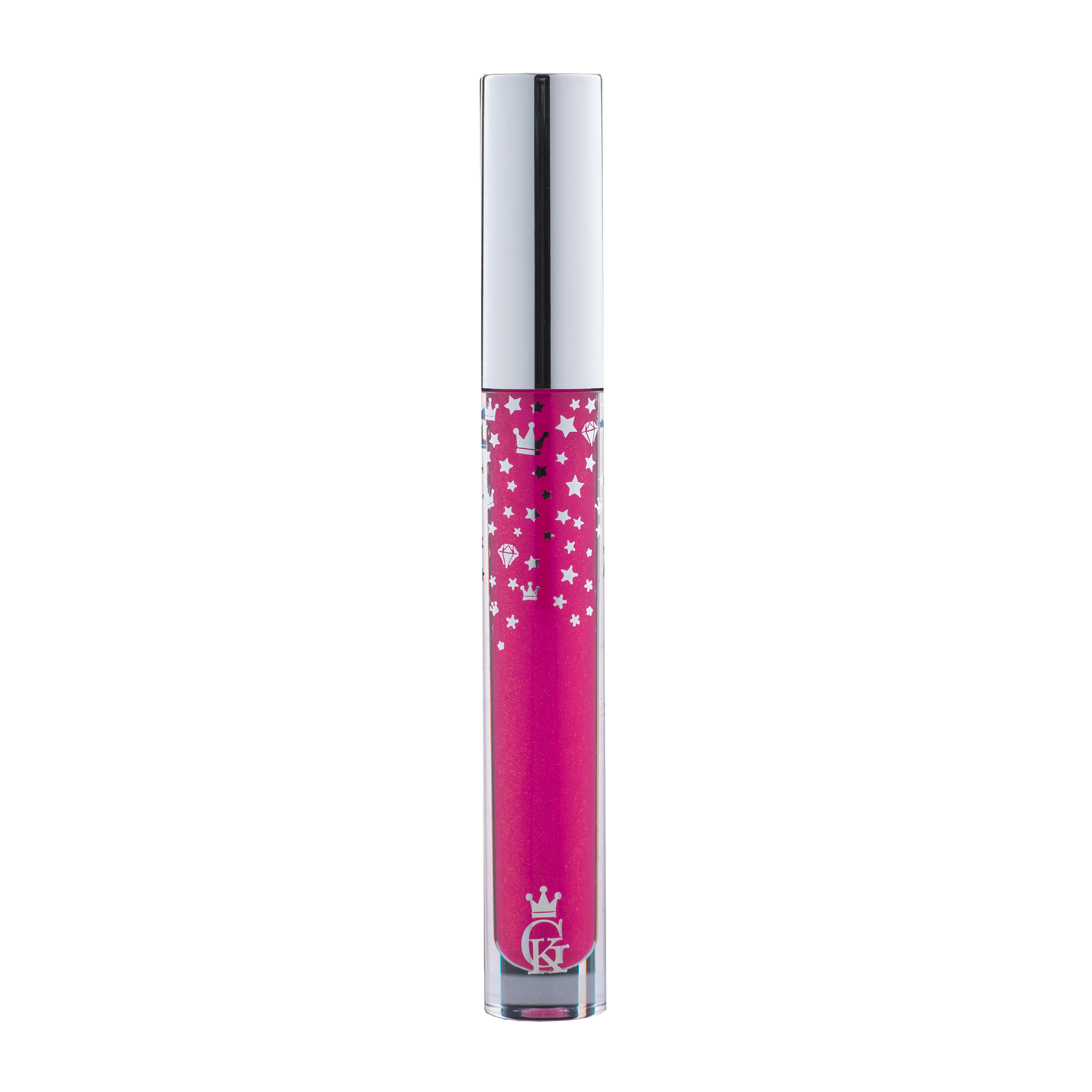 Garbo and Kelly Royalty Gloss liquid lipstick in a shiny, glossy finish, shown in a close-up image highlighting its smooth texture.