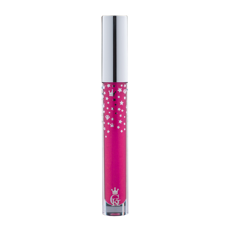 Garbo and Kelly Royalty Gloss liquid lipstick in a shiny, glossy finish, shown in a close-up image highlighting its smooth texture.