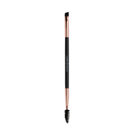 Dual-ended Garbo and Kelly brow brush with angled and spoolie tips for precise eyebrow grooming and shaping.