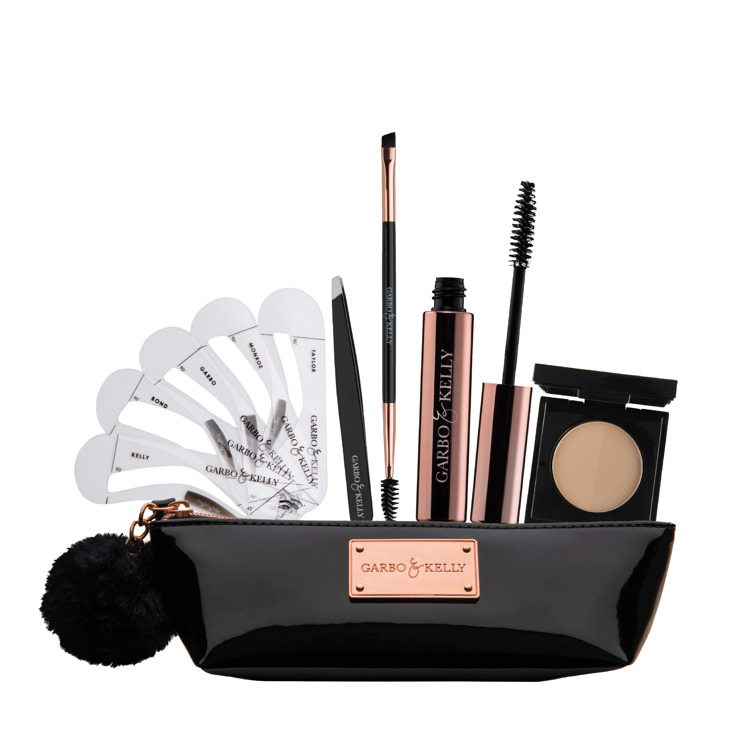 Garbo and Kelly Brow Couture Set, a professional brow kit with various tools and shades for perfect eyebrow shaping.