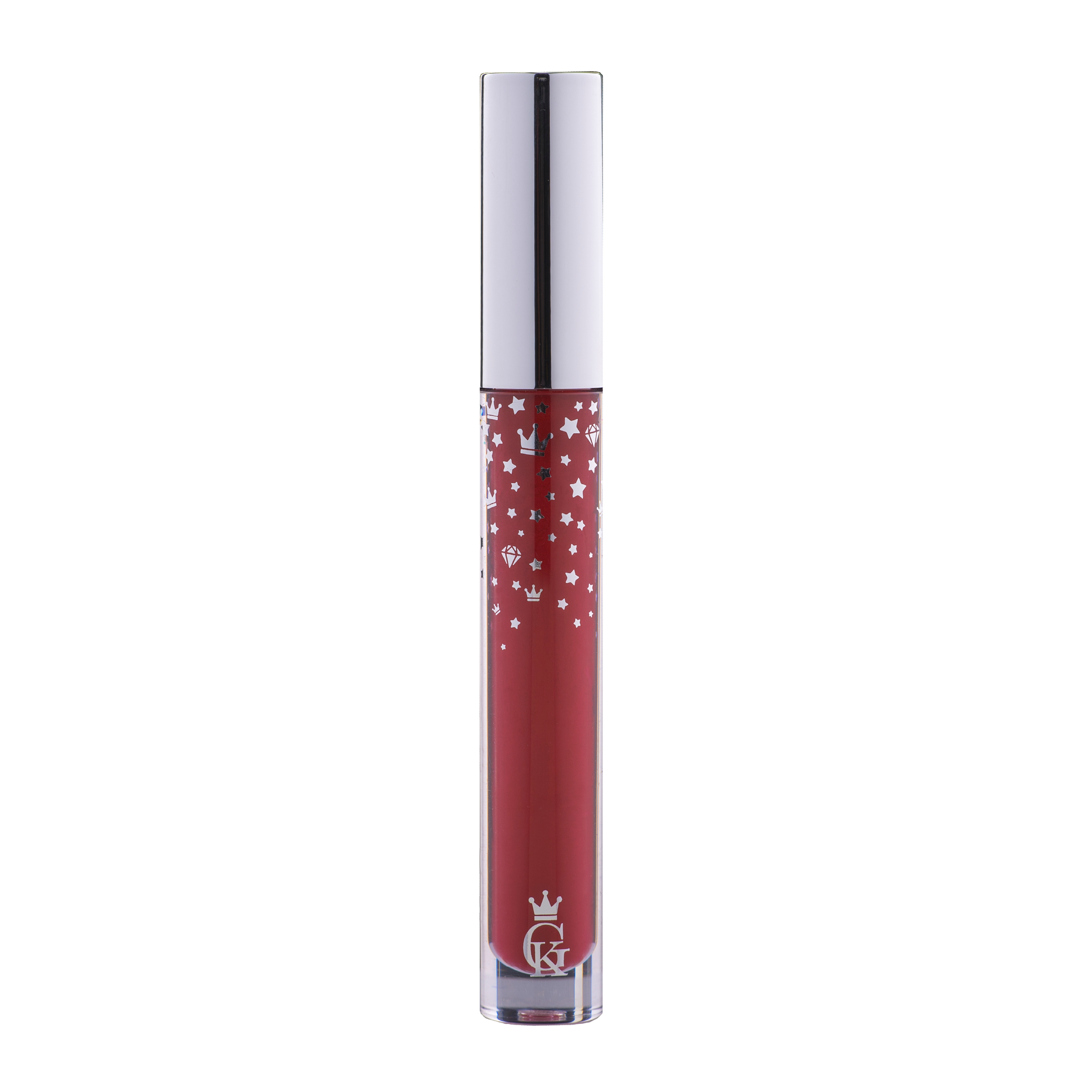 Garbo and Kelly Royalty Gloss liquid lipstick in a sleek tube, showcasing shiny, smooth lip gloss with a glossy finish.