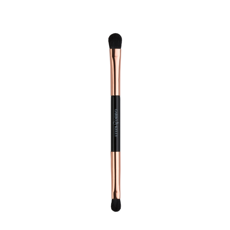Garbo and Kelly double eyeshadow brush with two brush heads, ideal for precise eye makeup application and blending.