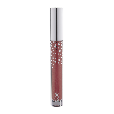 Garbo and Kelly Royalty Gloss liquid lipstick in a sleek tube with a shiny, glossy finish and applicator wand visible.