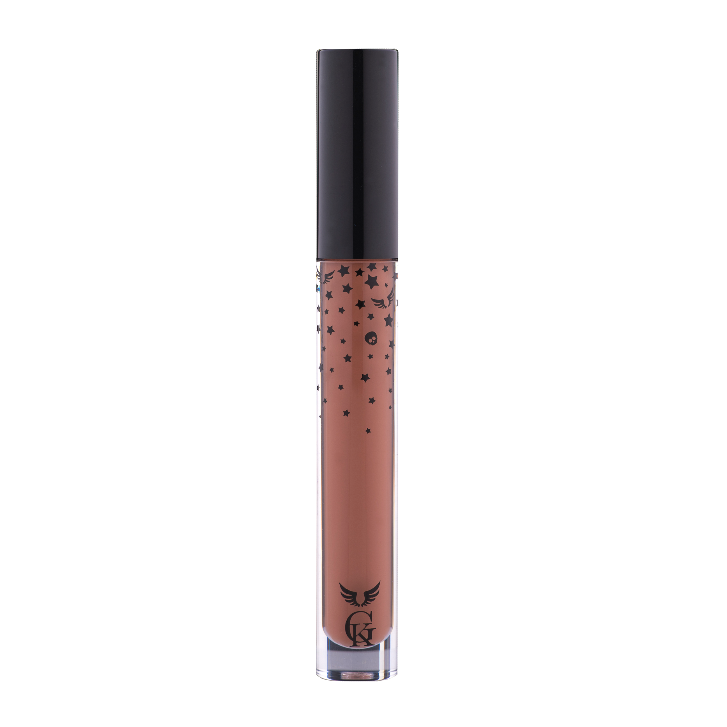 Garbo and Kelly Rock Liquid Matte Lipstick tube with dark matte finish and sleek design, showcasing the product label and applicator.