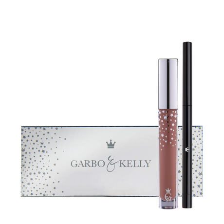 Garbo and Kelly Royalty Gloss Kit Inc Lip Definer set featuring a glossy lip kit with lip liner and gloss in elegant packaging.